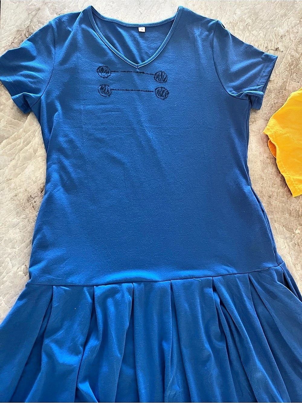 Lucy Peanuts costume. Blue Drop-Waist Maxi Dress Size Small Like New